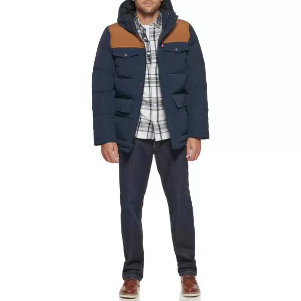 Levis Mens Arctic Cloth Quilted Performance ParkaNvyDk Brn