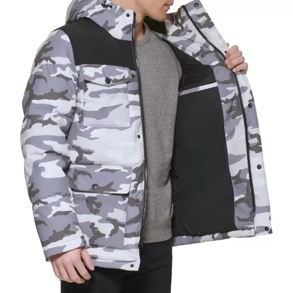 Levis Mens Arctic Cloth Quilted Performance ParkaWht Camo Combo