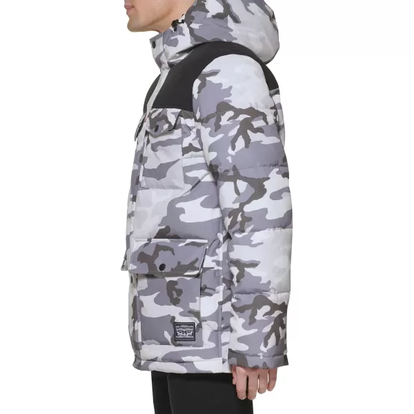 Levis Mens Arctic Cloth Quilted Performance ParkaWht Camo Combo