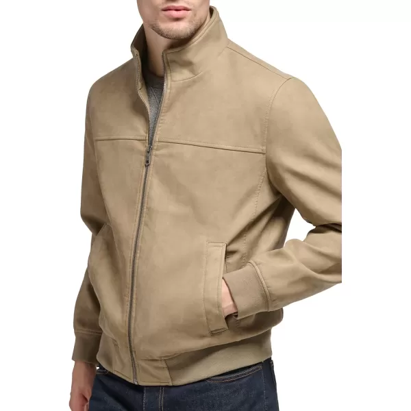 Tommy Hilfiger Mens Faux Leather Bomber JacketSand