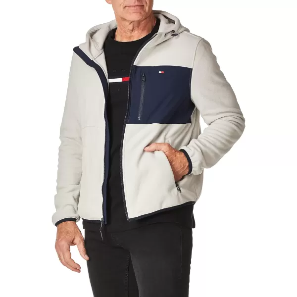 Tommy Hilfiger Mens Hooded Performance Fleece JacketNavyIce Mixed Media