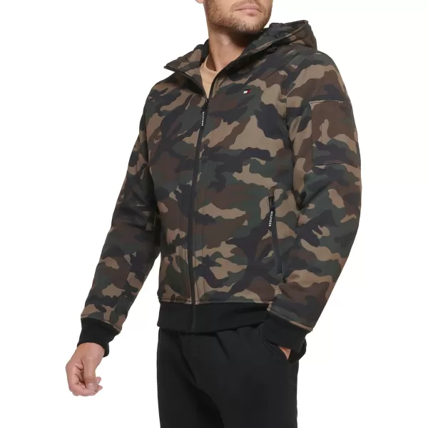 Tommy Hilfiger Mens Soft Shell Active Filled Bomber JacketCamouflage Quilted Lining