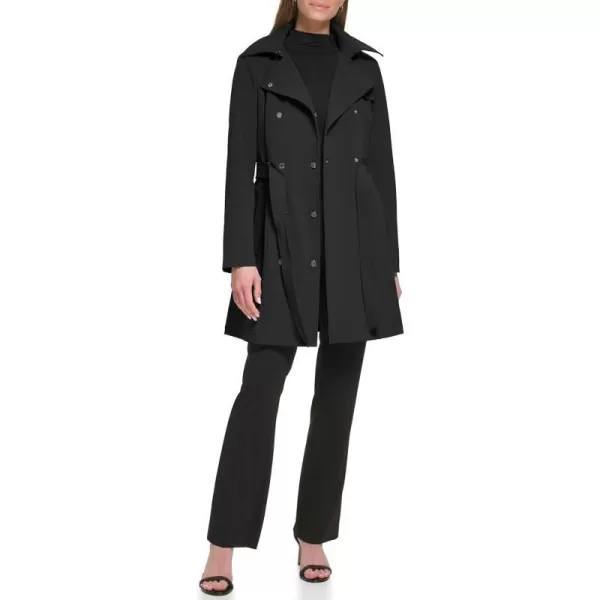 Karl Lagerfeld Paris Womens Mixed Media Belted CoatBlack