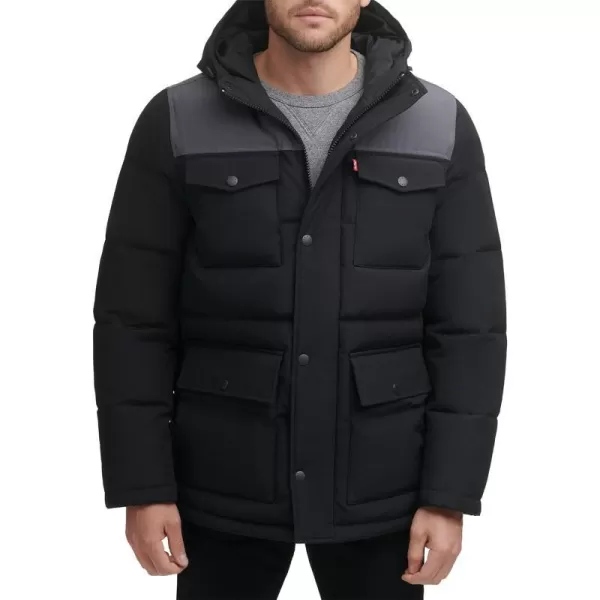 Levis Mens Arctic Cloth Quilted Performance ParkaBlackCharcoal