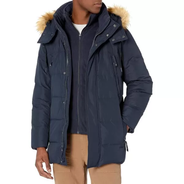 Marc New York by Andrew Marc Mens Conway Hooded Matte Shell Parka Jacket with Removable Faux FurInk