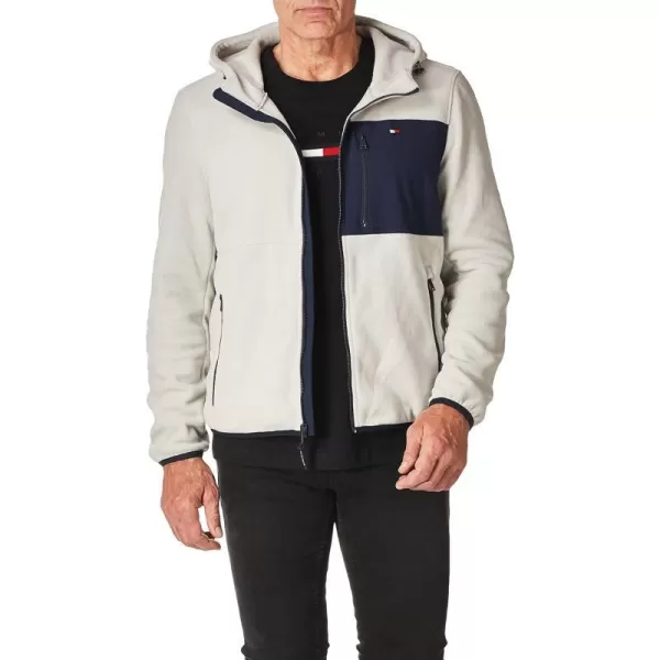 Tommy Hilfiger Mens Hooded Performance Fleece JacketNavyIce Mixed Media