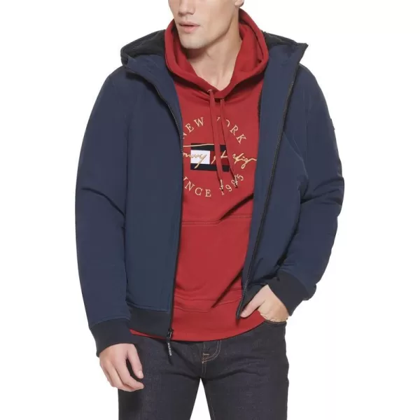 Tommy Hilfiger Mens Soft Shell Active Filled Bomber JacketMidnight Sherpa Lined W Patch