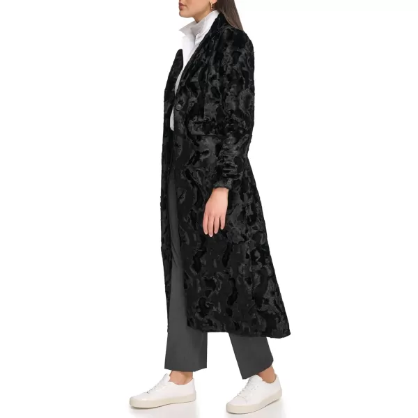 Calvin Klein Womens Velvet Long Walker JacketBlack