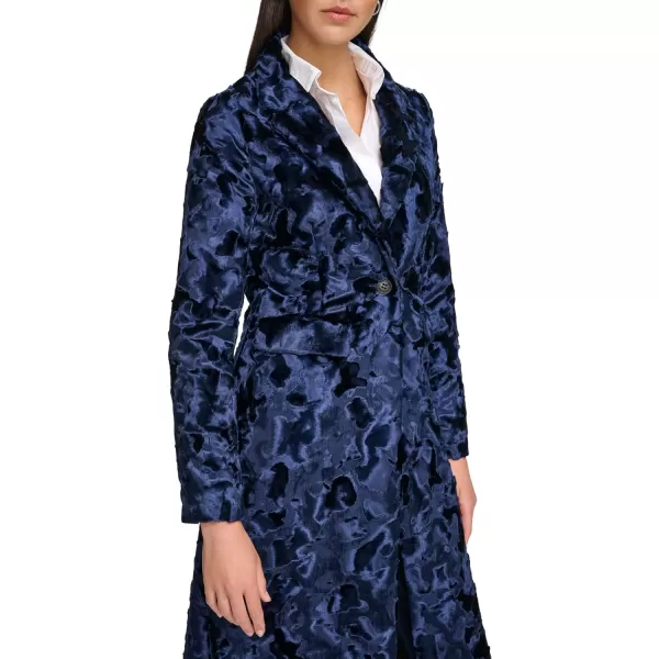 Calvin Klein Womens Velvet Long Walker JacketNavy