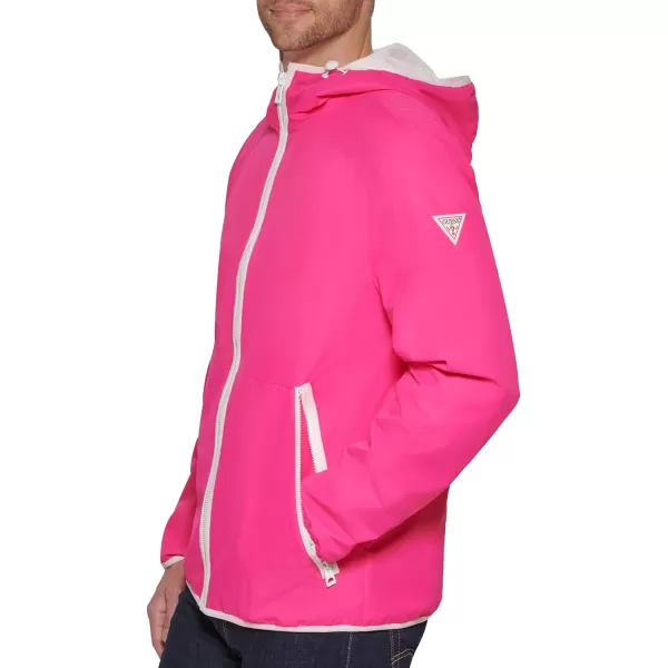 GUESS Mens Hooded WindbreakerMagenta