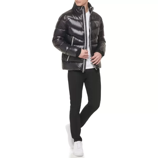 GUESS Mens Midweight Logo Oversized Zip PufferBlack