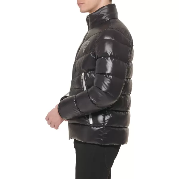 GUESS Mens Midweight Logo Oversized Zip PufferBlack
