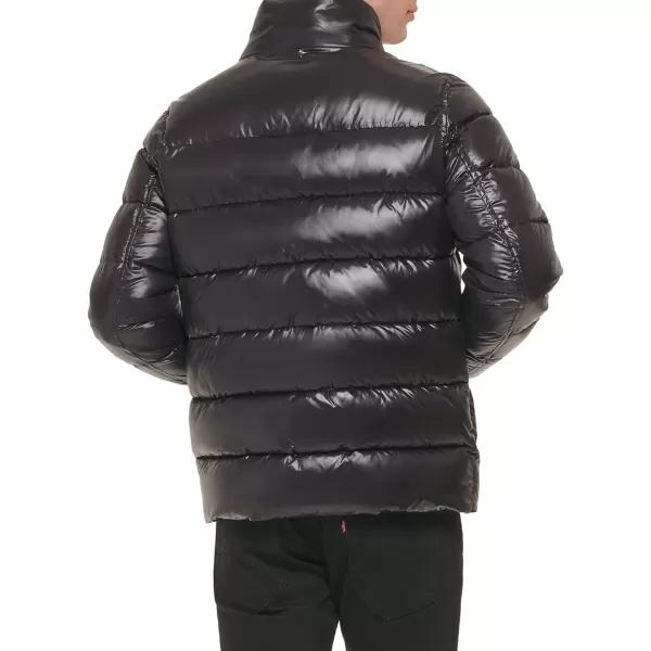 GUESS Mens Midweight Logo Oversized Zip PufferBlack