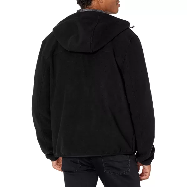 Tommy Hilfiger Mens Hooded Performance Fleece JacketBlackBlack Mixed Media