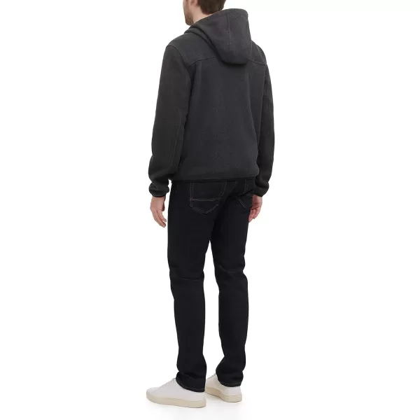 Tommy Hilfiger Mens Hooded Performance Fleece JacketCharcoalBlack Mixed Media
