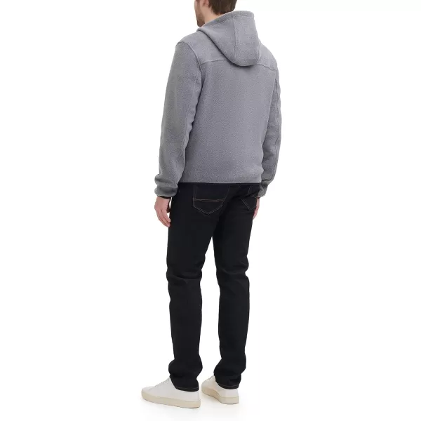 Tommy Hilfiger Mens Hooded Performance Fleece JacketLight GreyNavy Mixed Media