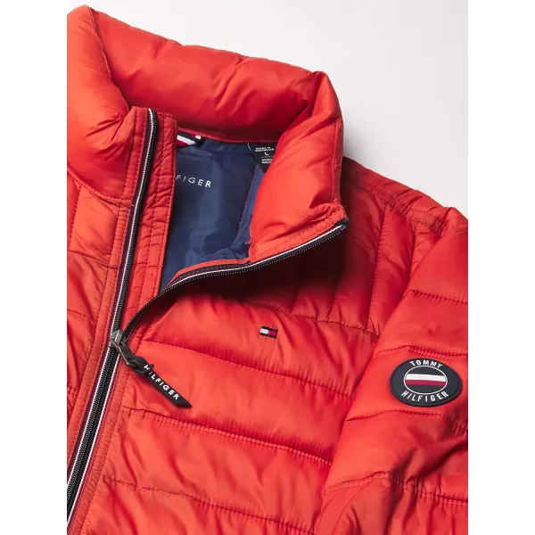 Tommy Hilfiger Mens Ultra Loft Lightweight Packable Puffer Jacket Standard and Big  TallOrange Burst