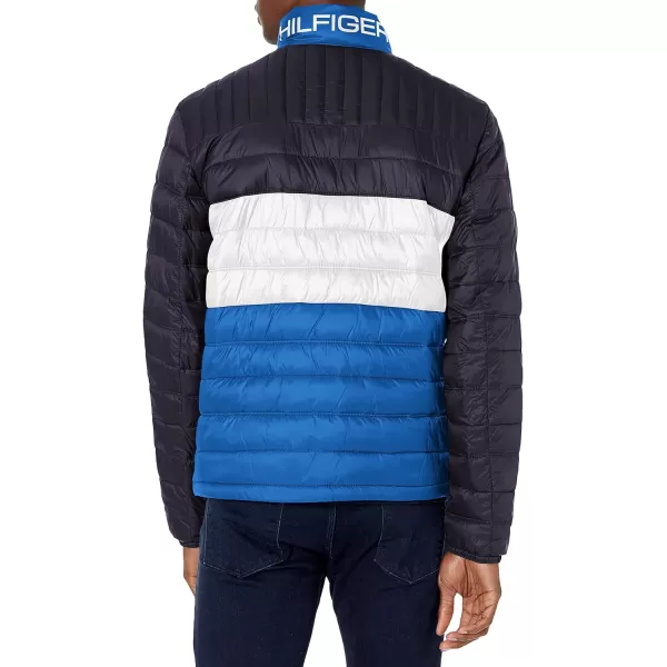 Tommy Hilfiger Mens Ultra Loft Lightweight Packable Puffer Jacket Standard and Big  TallRoyal Blue Color Block