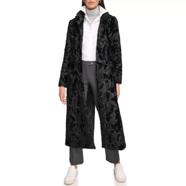 Calvin Klein Womens Velvet Long Walker JacketBlack