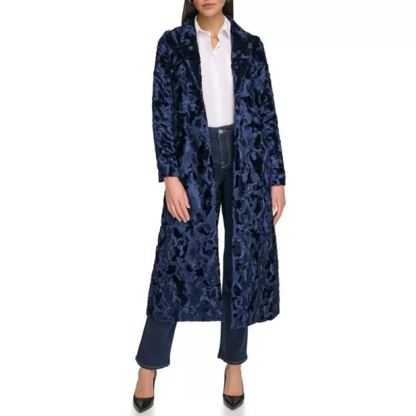 Calvin Klein Womens Velvet Long Walker JacketNavy