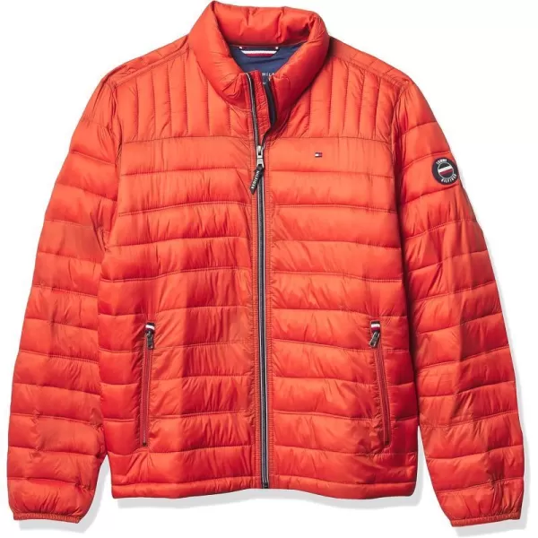 Tommy Hilfiger Mens Ultra Loft Lightweight Packable Puffer Jacket Standard and Big  TallOrange Burst