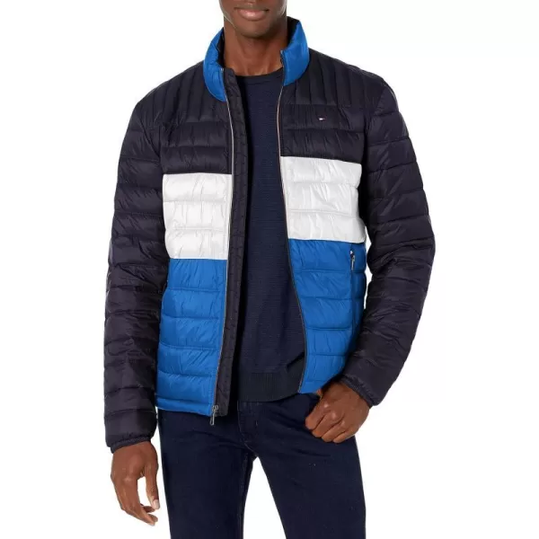 Tommy Hilfiger Mens Ultra Loft Lightweight Packable Puffer Jacket Standard and Big  TallRoyal Blue Color Block