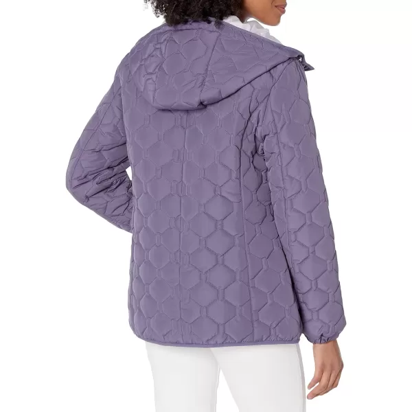 GUESS Womens LightWeight Short Hooded Quilt JacketAmethyst