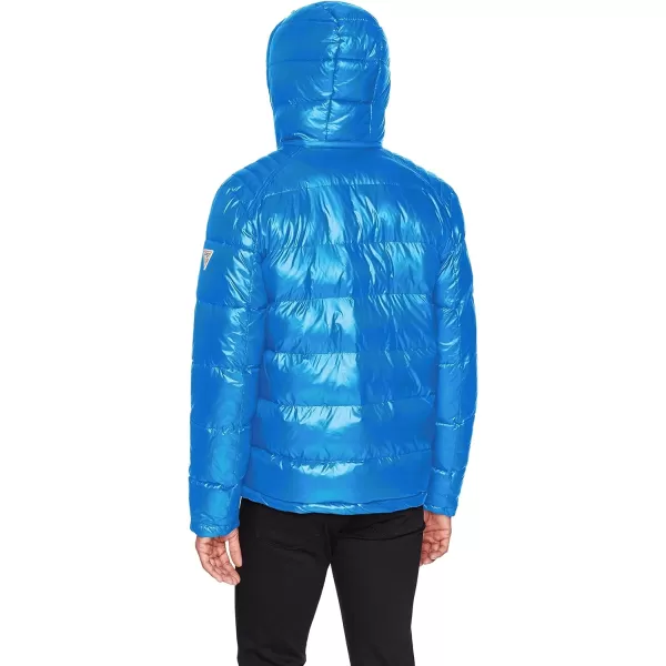 GUESS mens Midweight Puffer Jacket With Removable HoodAqua