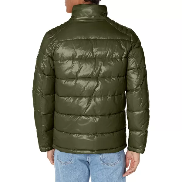 GUESS mens Midweight Puffer Jacket With Removable HoodArmy Green