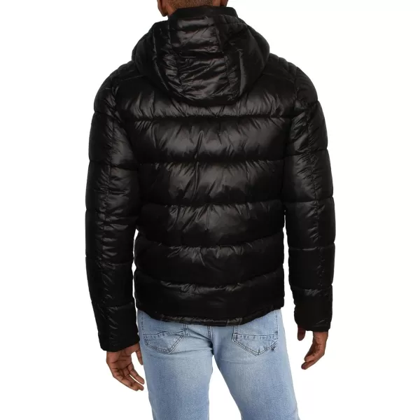 GUESS mens Midweight Puffer Jacket With Removable HoodDeep Black