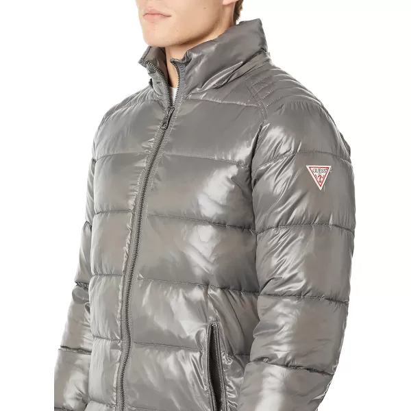 GUESS mens Midweight Puffer Jacket With Removable HoodDeep Smoke