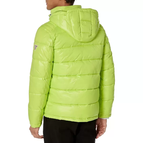 GUESS mens Midweight Puffer Jacket With Removable HoodLimeade