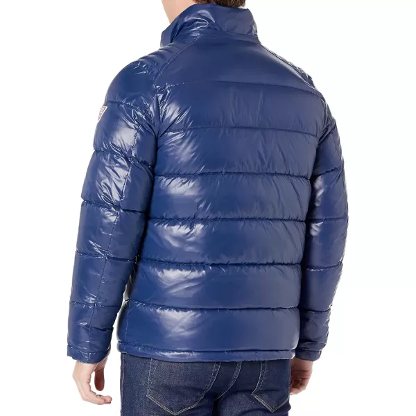 GUESS mens Midweight Puffer Jacket With Removable HoodNavy