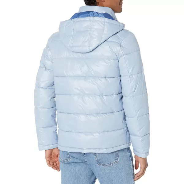 GUESS mens Midweight Puffer Jacket With Removable HoodPowder Blue