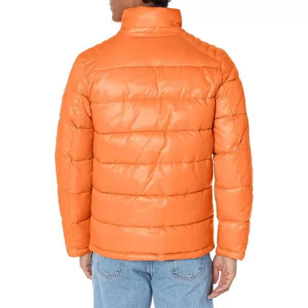 GUESS mens Midweight Puffer Jacket With Removable HoodPumpkin