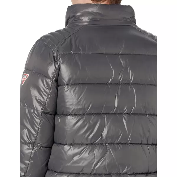 GUESS mens Midweight Puffer Jacket With Removable HoodSmoke