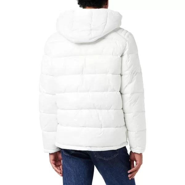 GUESS mens Midweight Puffer Jacket With Removable HoodWhite