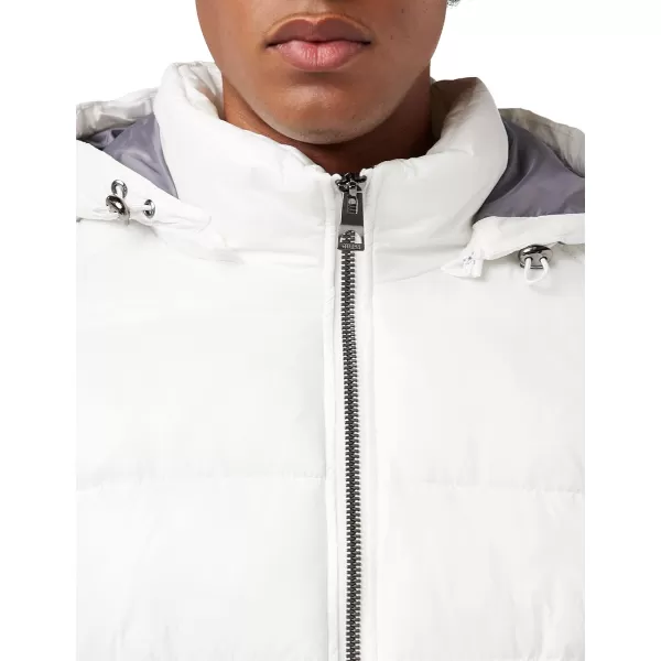 GUESS mens Midweight Puffer Jacket With Removable HoodWhite