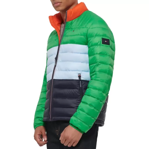 Tommy Hilfiger Mens Ultra Loft Lightweight Packable Puffer Jacket Standard and Big  TallApres Ski Colorblock