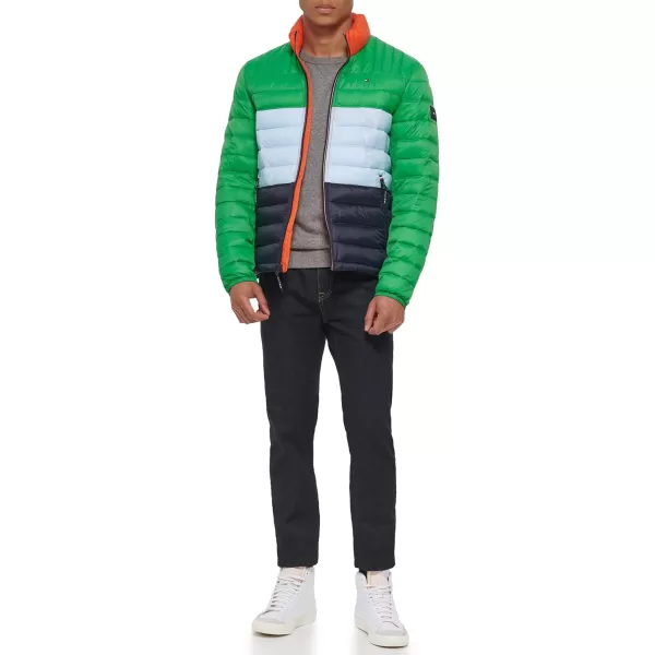 Tommy Hilfiger Mens Ultra Loft Lightweight Packable Puffer Jacket Standard and Big  TallApres Ski Colorblock