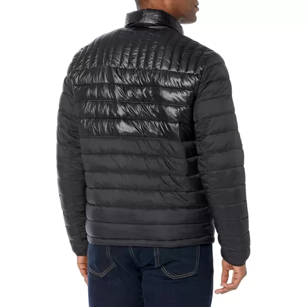 Tommy Hilfiger Mens Ultra Loft Lightweight Packable Puffer Jacket Standard and Big  TallBlackShine Colorblock