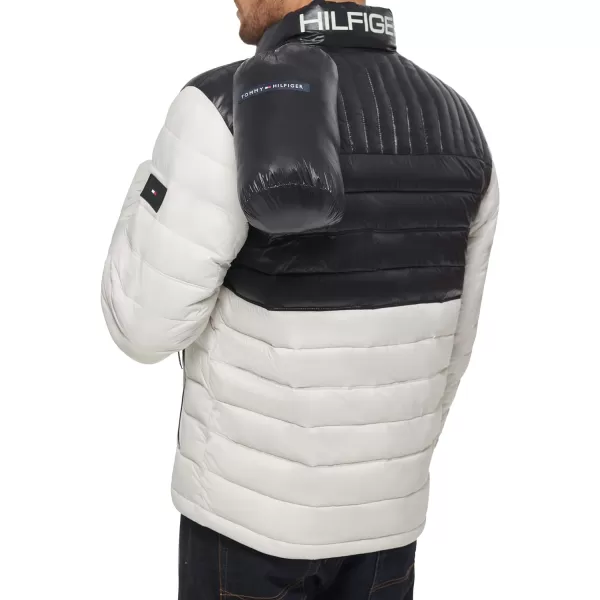 Tommy Hilfiger Mens Ultra Loft Lightweight Packable Puffer Jacket Standard and Big  TallBlackWhite Colorblock