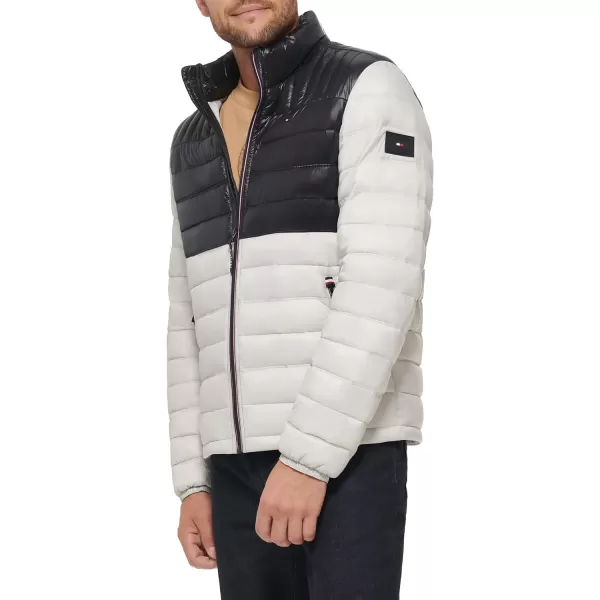 Tommy Hilfiger Mens Ultra Loft Lightweight Packable Puffer Jacket Standard and Big  TallBlackWhite Colorblock