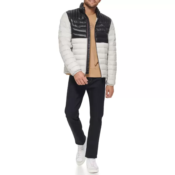 Tommy Hilfiger Mens Ultra Loft Lightweight Packable Puffer Jacket Standard and Big  TallBlackWhite Colorblock