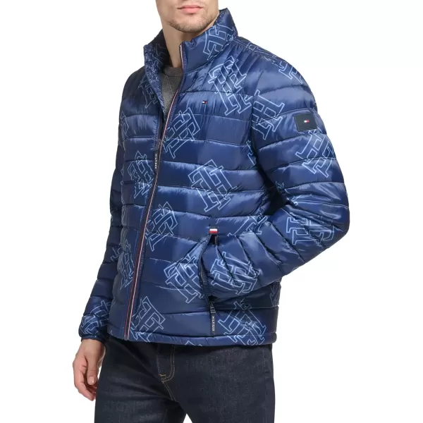 Tommy Hilfiger Mens Ultra Loft Lightweight Packable Puffer Jacket Standard and Big  TallNavy Th Logo Print