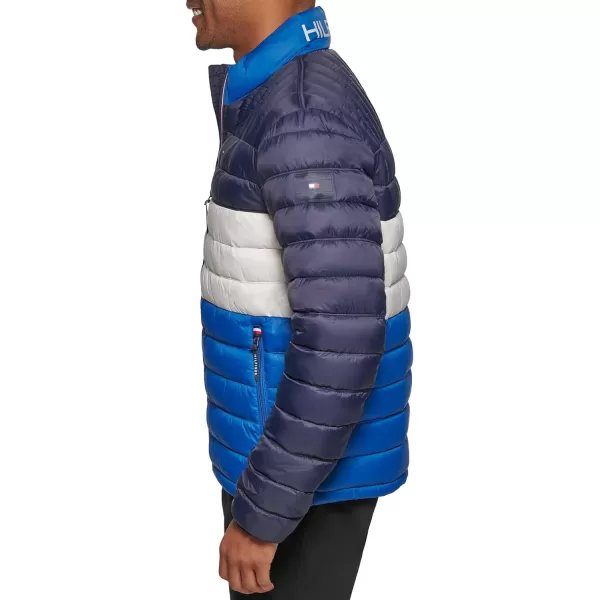 Tommy Hilfiger Mens Ultra Loft Lightweight Packable Puffer Jacket Standard and Big  TallRoyal Blue Colorblock