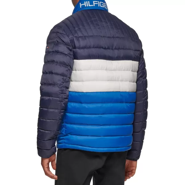 Tommy Hilfiger Mens Ultra Loft Lightweight Packable Puffer Jacket Standard and Big  TallRoyal Blue Colorblock