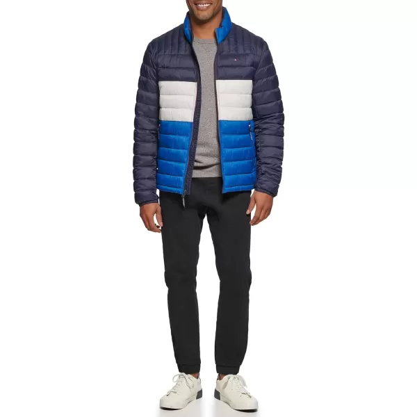 Tommy Hilfiger Mens Ultra Loft Lightweight Packable Puffer Jacket Standard and Big  TallRoyal Blue Colorblock