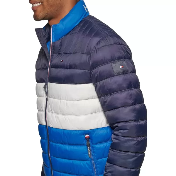 Tommy Hilfiger Mens Ultra Loft Lightweight Packable Puffer Jacket Standard and Big  TallRoyal Blue Colorblock