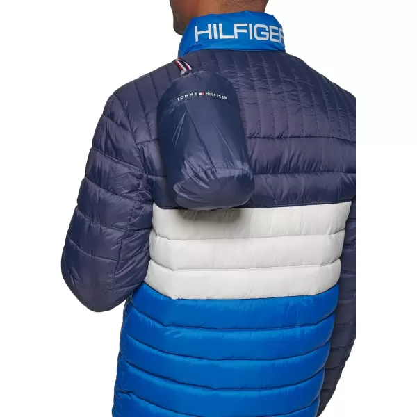 Tommy Hilfiger Mens Ultra Loft Lightweight Packable Puffer Jacket Standard and Big  TallRoyal Blue Colorblock